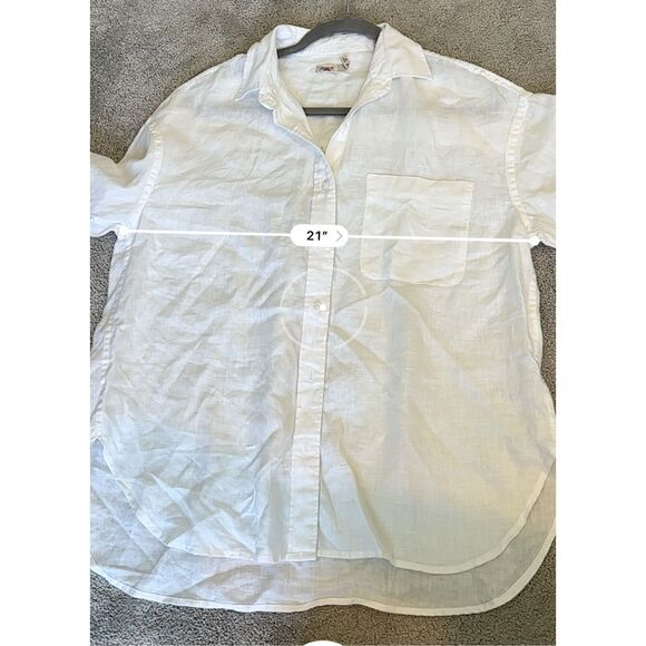 NWOT Faherty women’s Laguna Linen Relaxed Shirt - White, $158 XS F45 - Picture 10 of 10